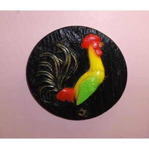Vintage Miller Studio Chalkware Rooster Wall Hanging Plaque 1977 farmhouse mcm